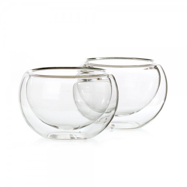 Bulles', set of 2 double wall glass tea bowls  12,5 cl