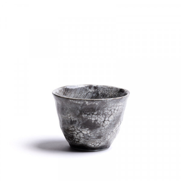 RIVAGE - Bol à thé gris, porcelaine craquelée RIVAGE - Bol à thé gris, porcelaine craquelée