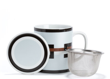 GRAPHIK - silver porcelain mug with strainer and filter