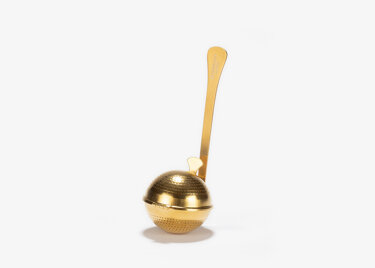 Cuillère à thé, boule inox perforé finition titanium or