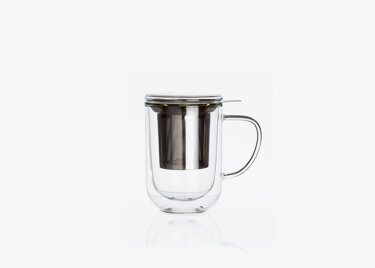 « Downtown », double wall glass mug with stainless steel filter