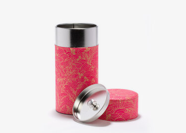 SHOJI, pink washi paper tea canister 150g