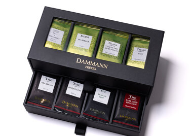 COFFRET "24H/24", coffret noir 2 tiroirs garni de 56 sachets