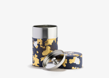 KOMPEKI - blue and gold washi paper tea canister 100g